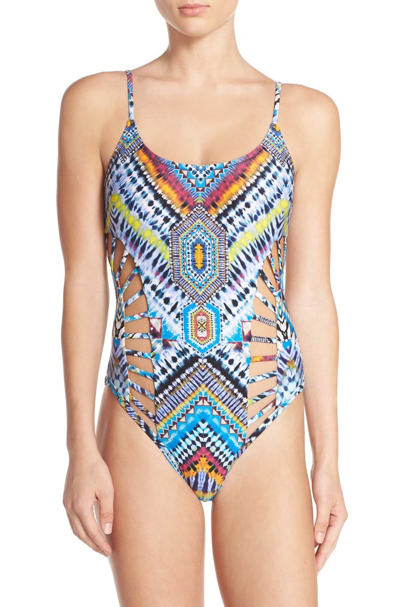 Red Carter 'Mio' Print One-Piece Swimsuit, Main, color,