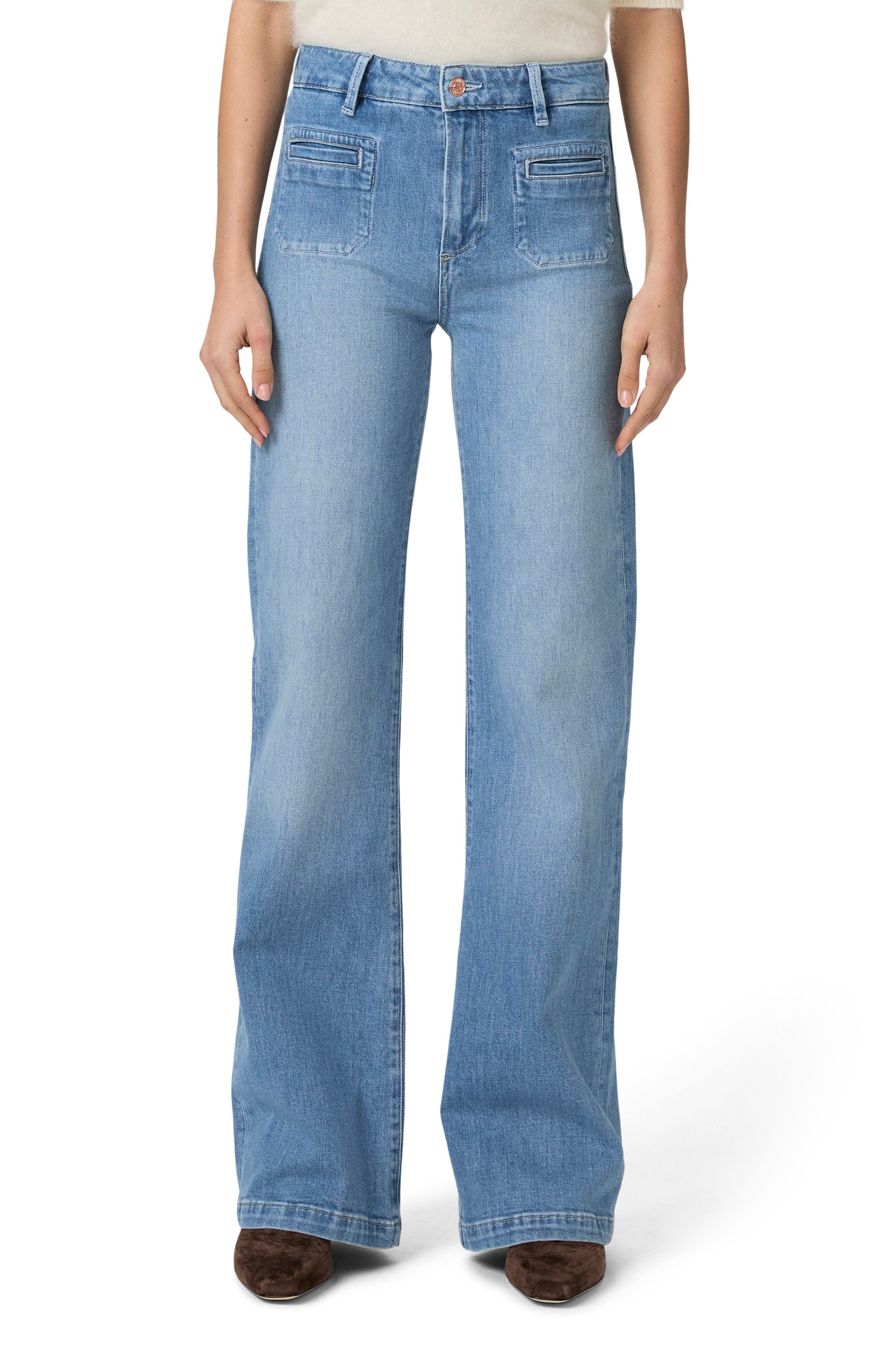 PAIGE Leenah Patch Pocket Wide Leg Jeans (Women) | Nordstromrack