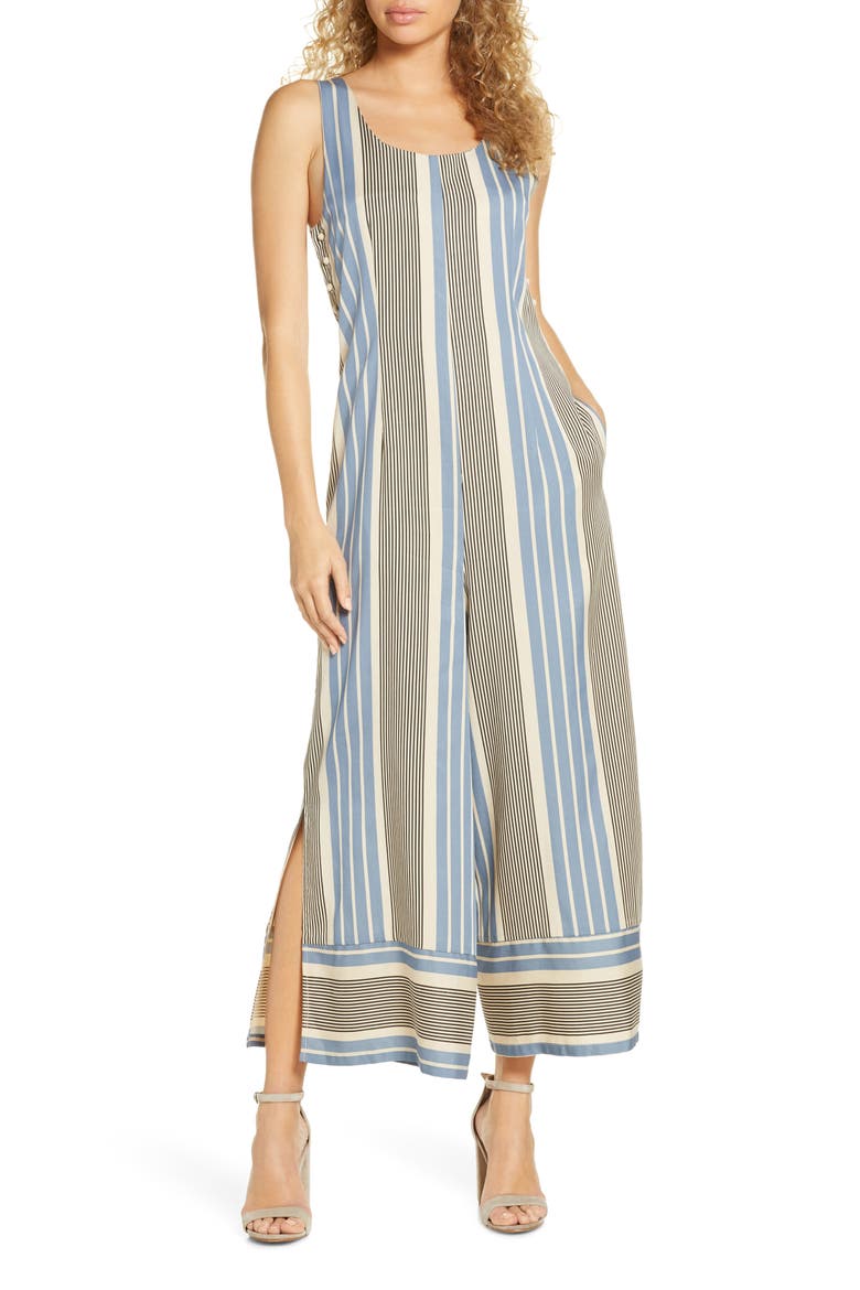 Leondrea Wide Leg Jumpsuit, Main, color, CELESTE STRIPE