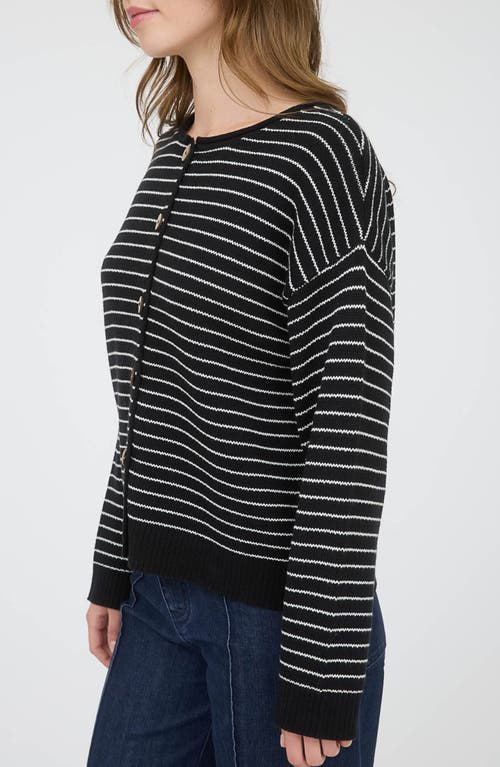 Blu Pepper Stripe Cotton Blend Cardigan In Blue