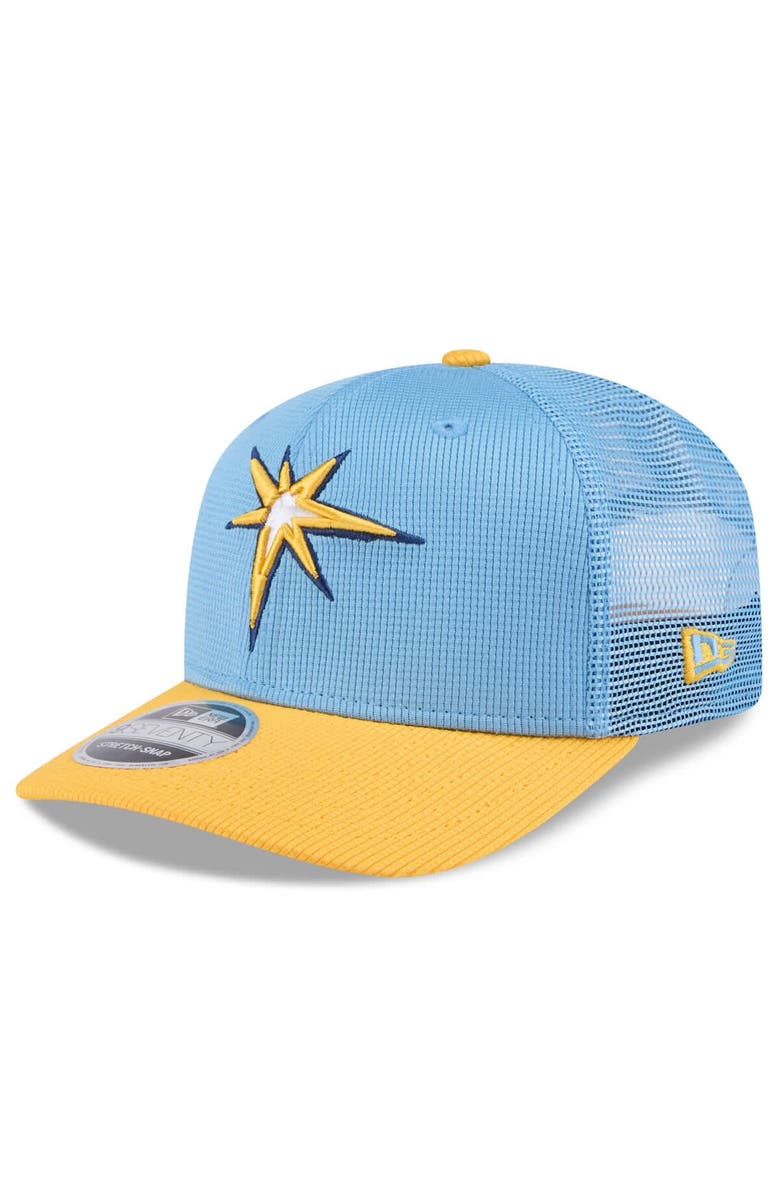 New Era Men's New Era  Light Blue/Gold Tampa Bay Rays 2025 Spring Training 9SEVENTY Stretch-Snap Trucker Hat, Main, color, 