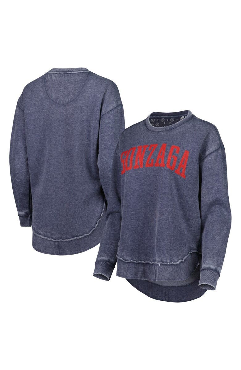 PRESSBOX Women's Pressbox Navy Gonzaga Bulldogs Vintage Wash Pullover Sweatshirt, Main, color,