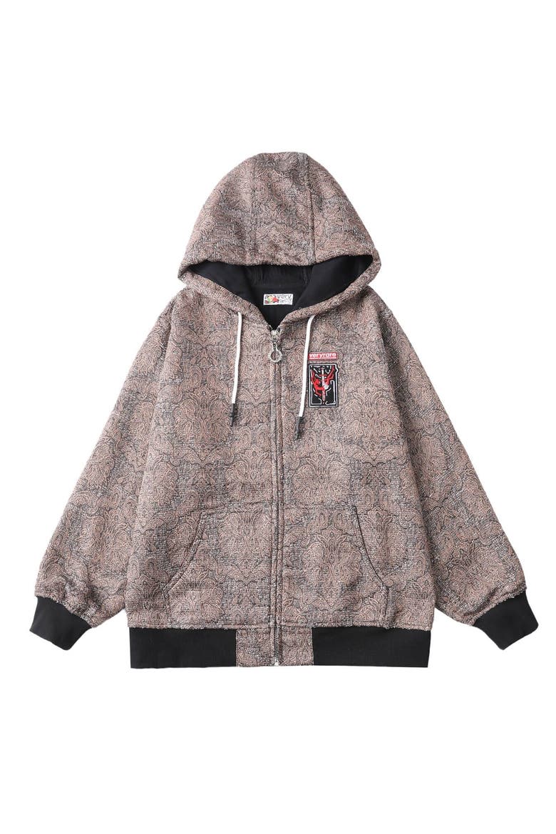 Damask Hoodie, Main, color, Brown