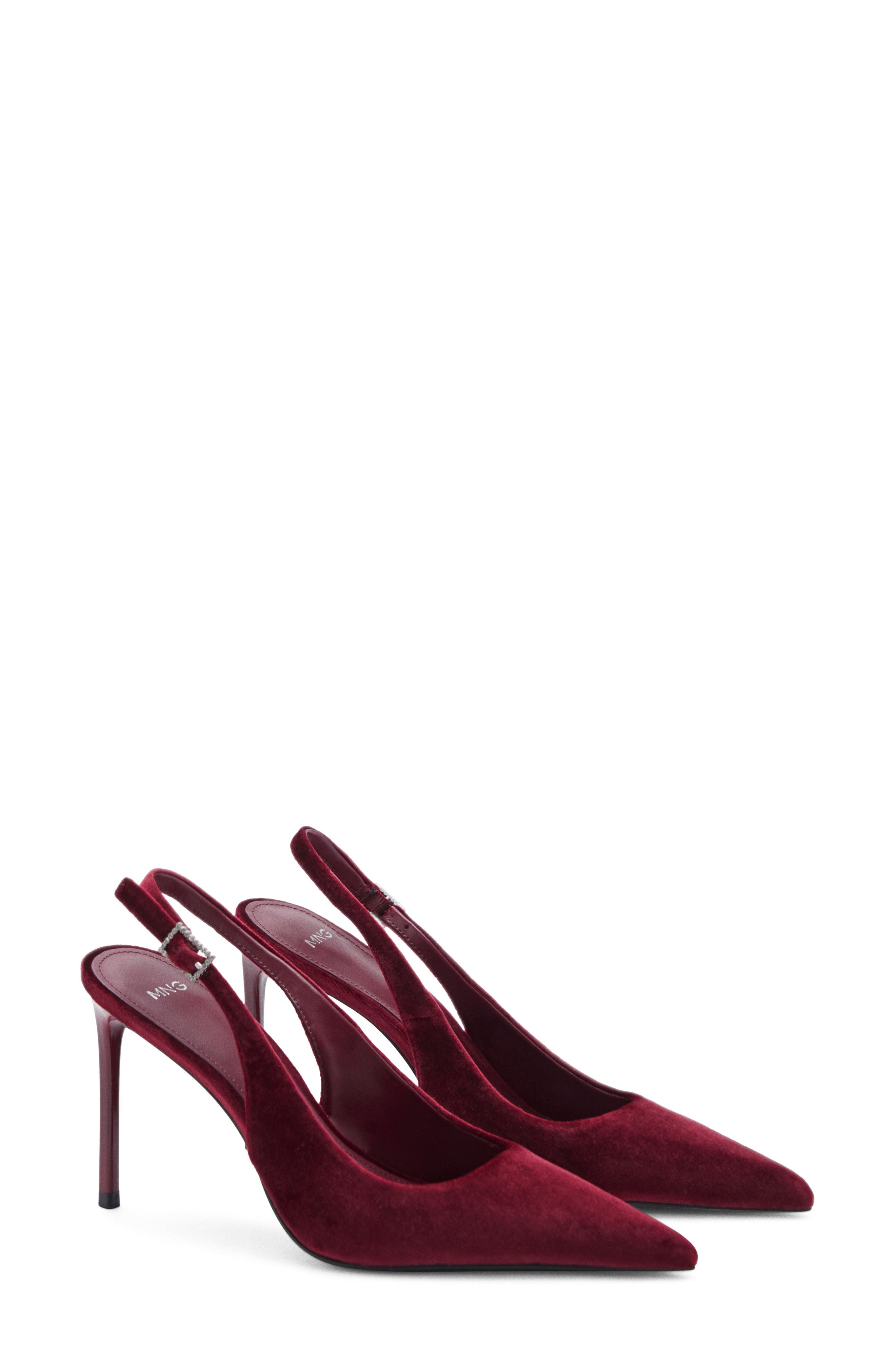 MANGO Velvet Pointed Toe Slingback Pump, Main, color, 