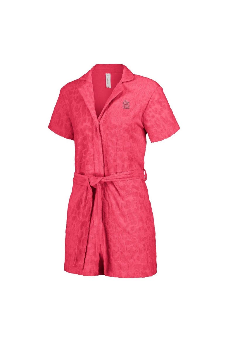 Women's Lusso Pink St. Louis Cardinals Trixie Cheetah Romper, Alternate, color, Red