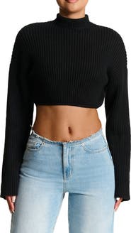 Naked Wardrobe Crop Rib Turtleneck Sweater