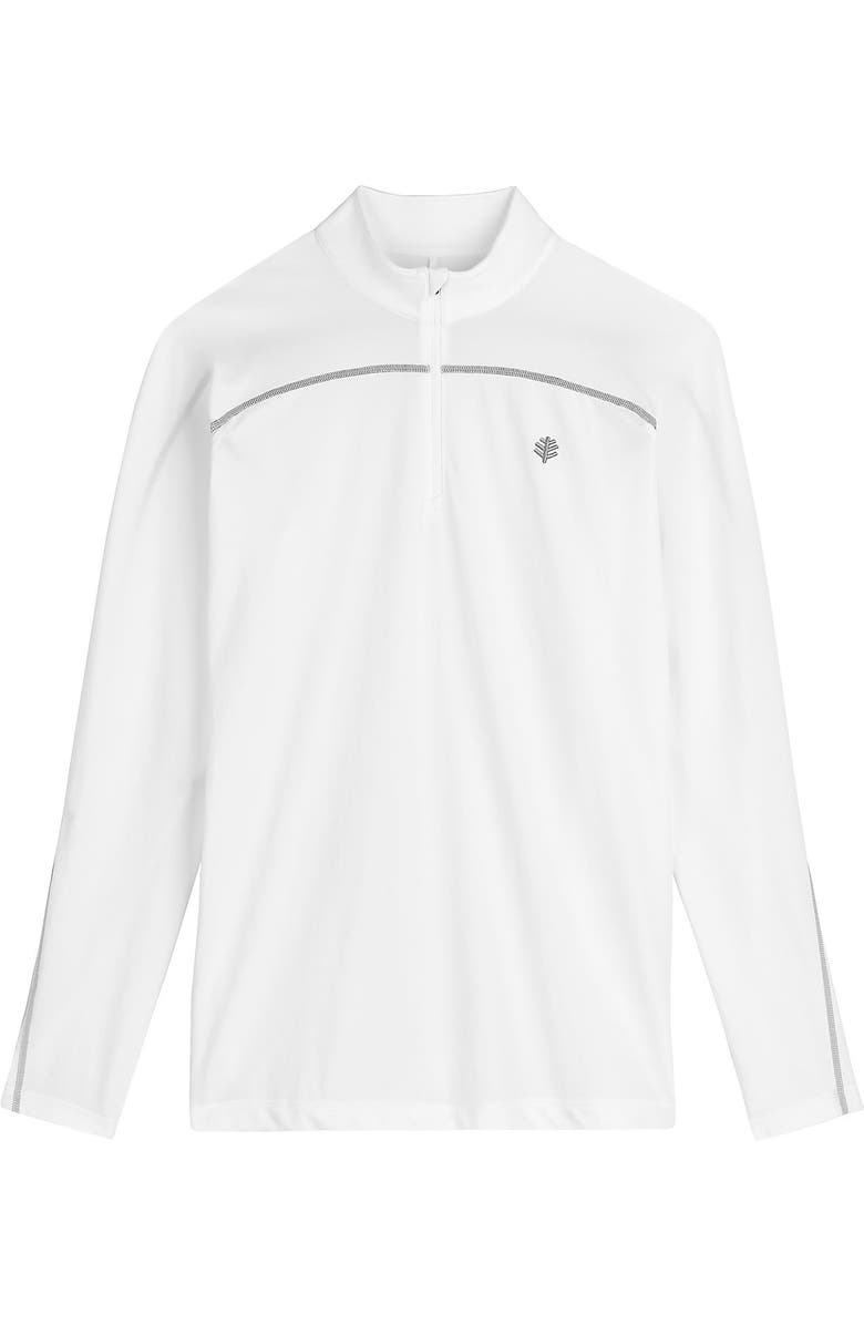 Coolibar Men's Zip Rash Guard - UPF 50+ Sun Protection - Nocona, Alternate, color, White