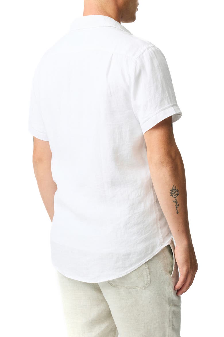 Palm Beach Sports Fit Short Sleeve Linen Button-Up Shirt, Alternate, color, SNOW