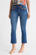Desigual Floral Embroidered Ankle Flare Jeans