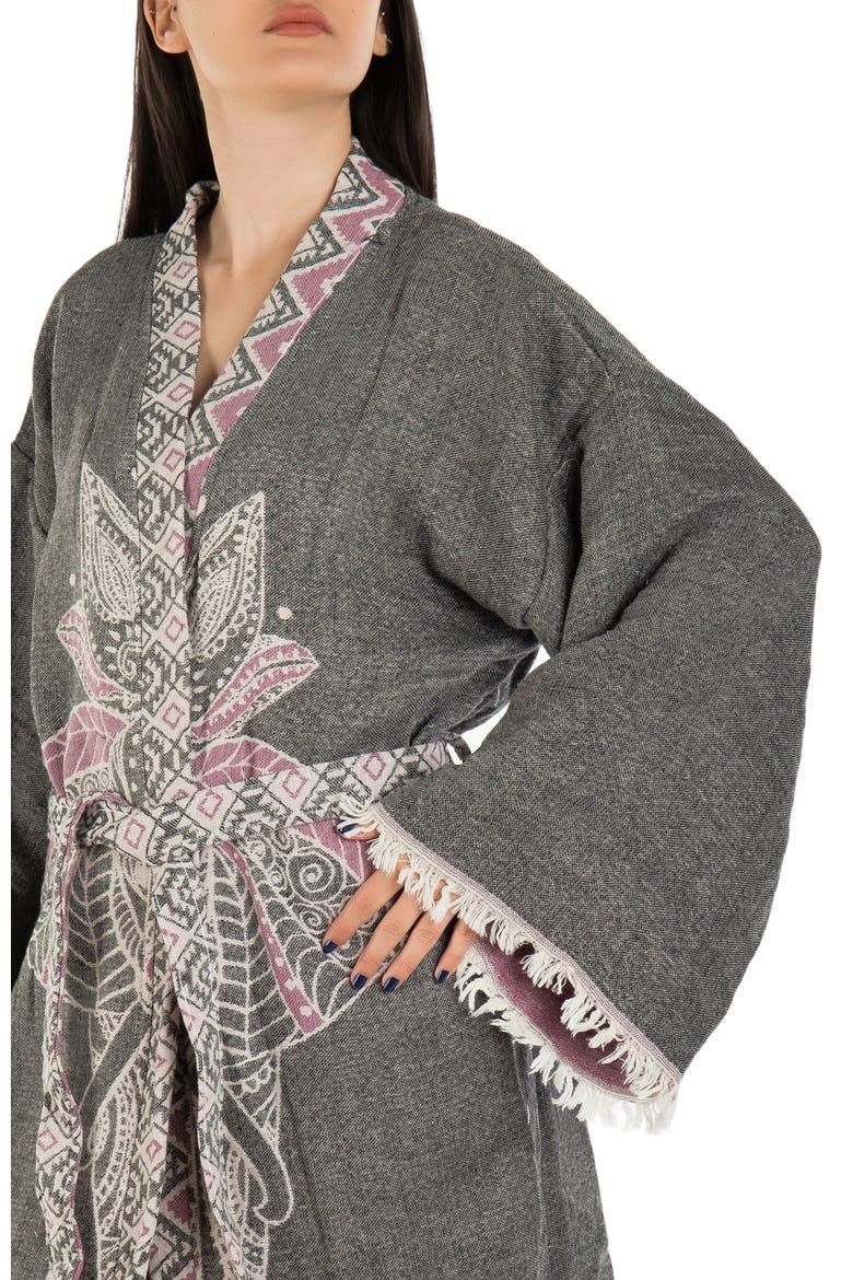 Astrid - Elephant Pattern Handmade Cotton Robe Cover-Up, Alternate, color, Grey