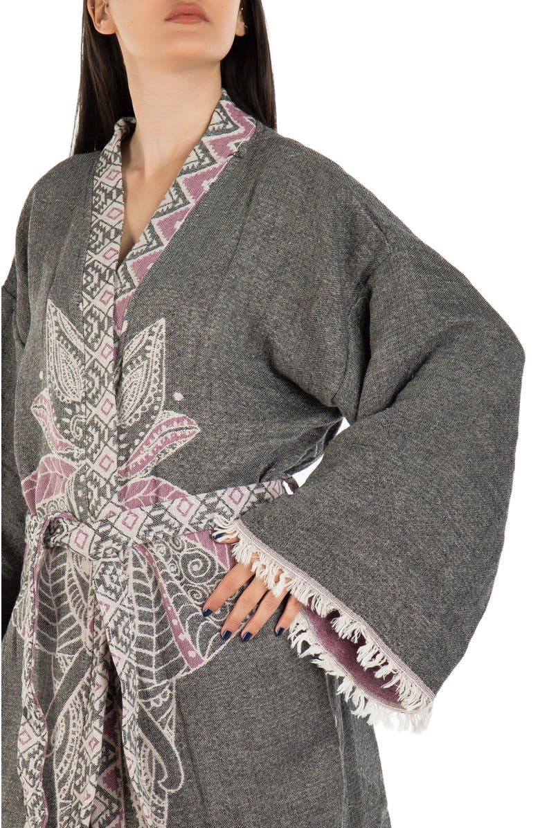Forever & Always Shoes Astrid - Elephant Pattern Handmade Cotton Robe Cover-Up, Alternate, color, Grey