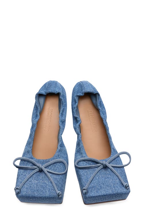 Jacquemus Les Ballerines Bow Square Toe Denim Ballet Flat