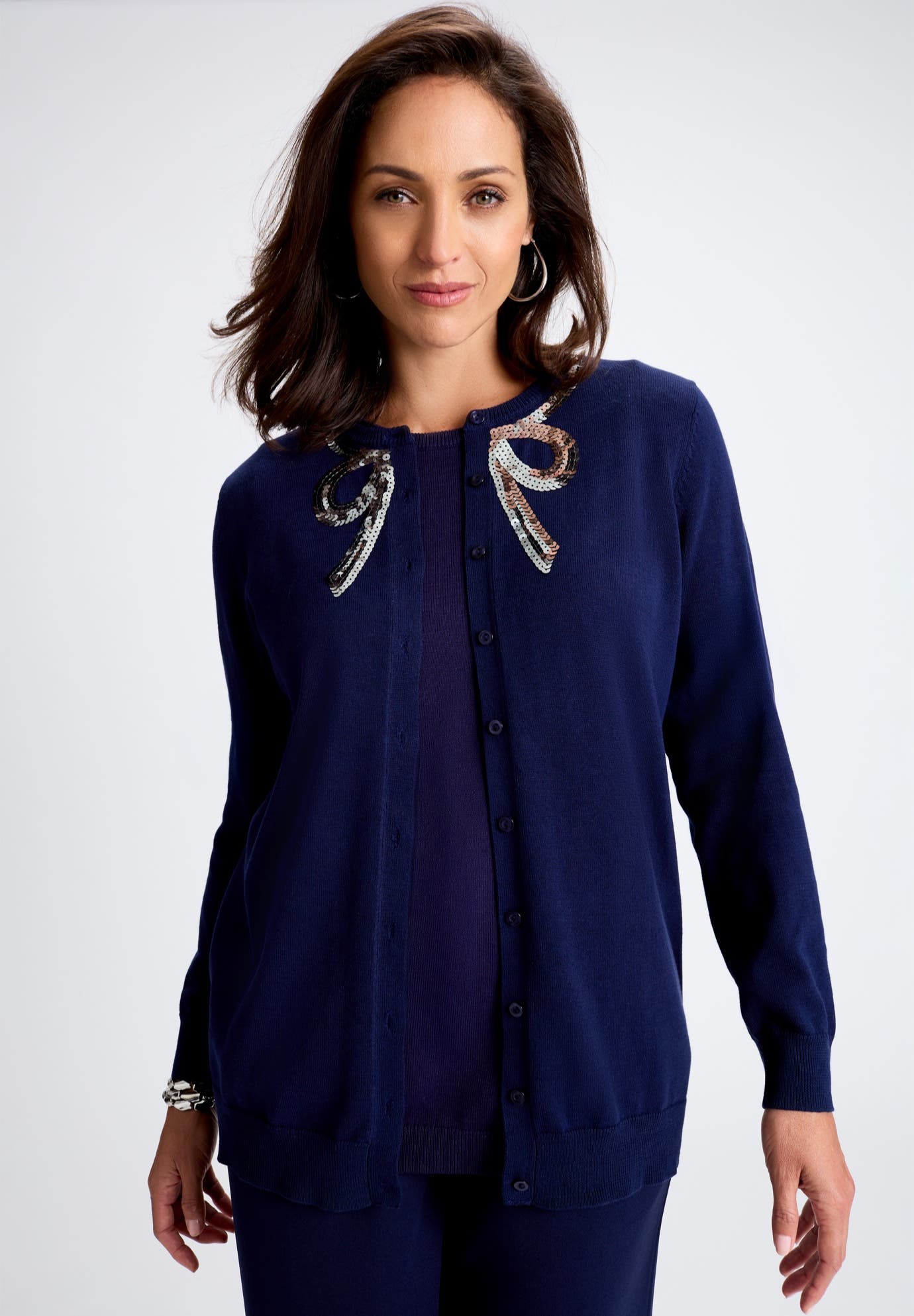 NAVY SEQUIN BOW