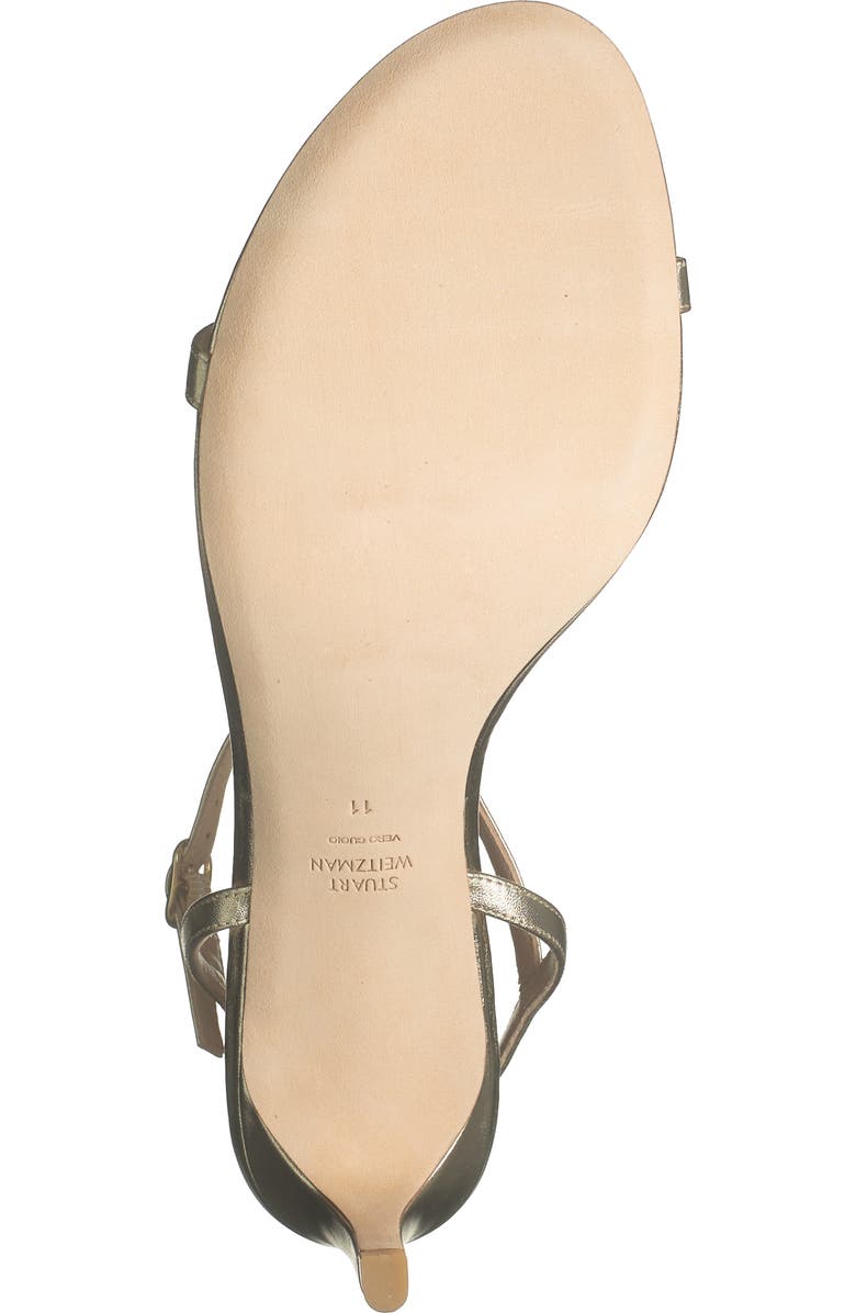 Stuart Weitzman Dancer Metallic Leather Stiletto Sandal, Alternate, color, Platino