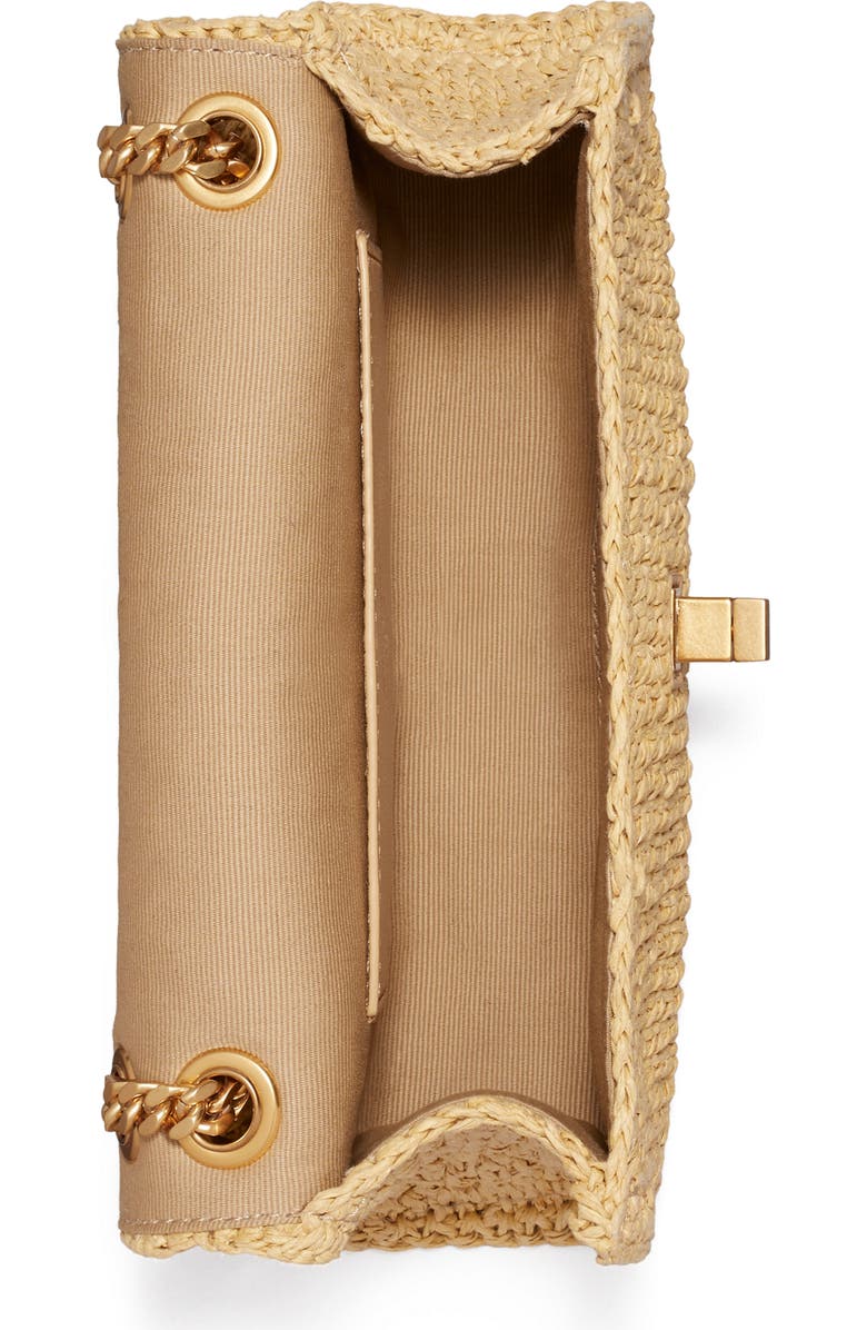 Tory Burch Mini Kira Turnlock Straw Convertible Shoulder Bag, Alternate, color, Natural