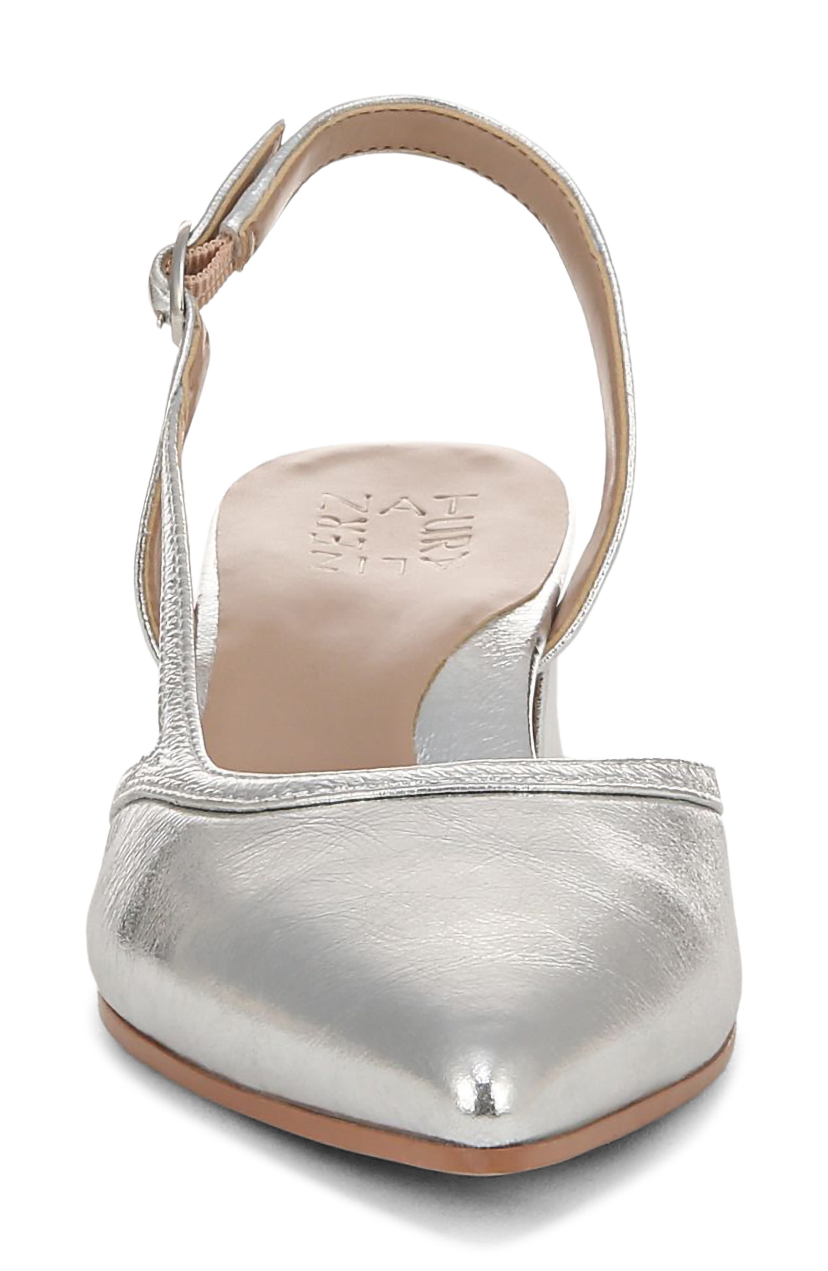 Mila Pointed Toe Slingback Pump, Alternate, color, SILVER
