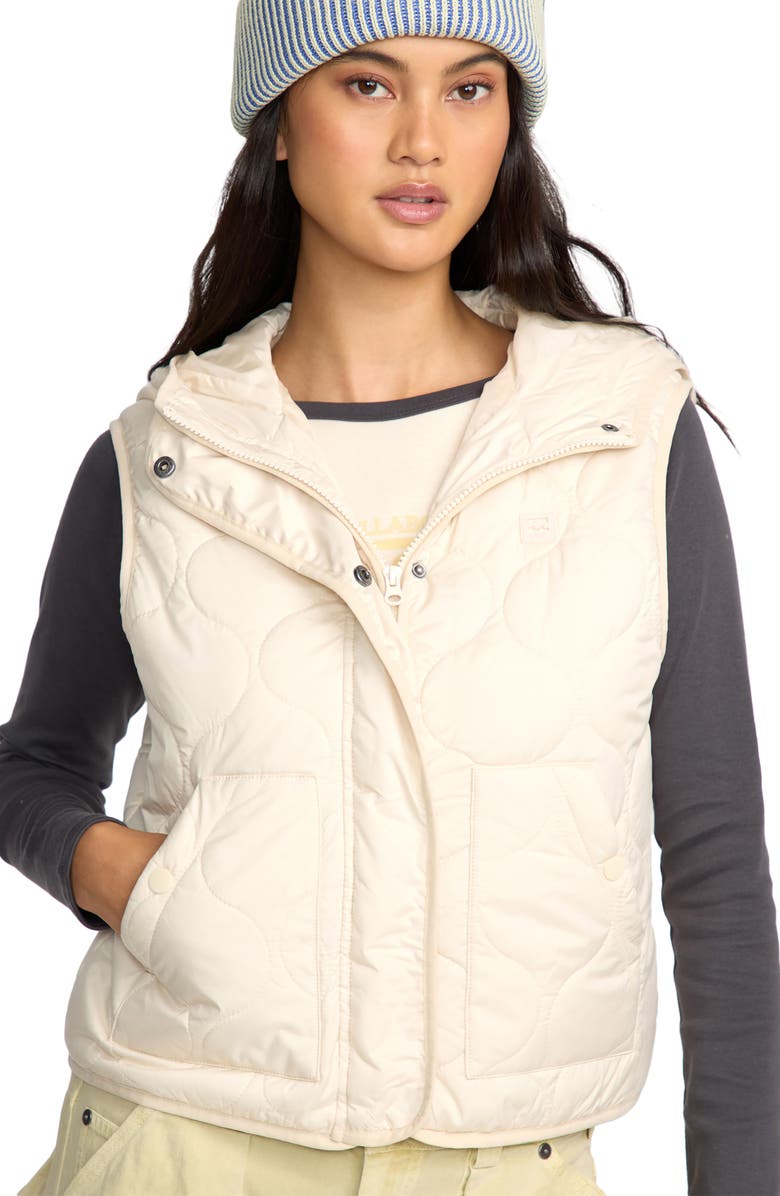 Billabong Cliffs Quilted Vest, Alternate, color, White Cap