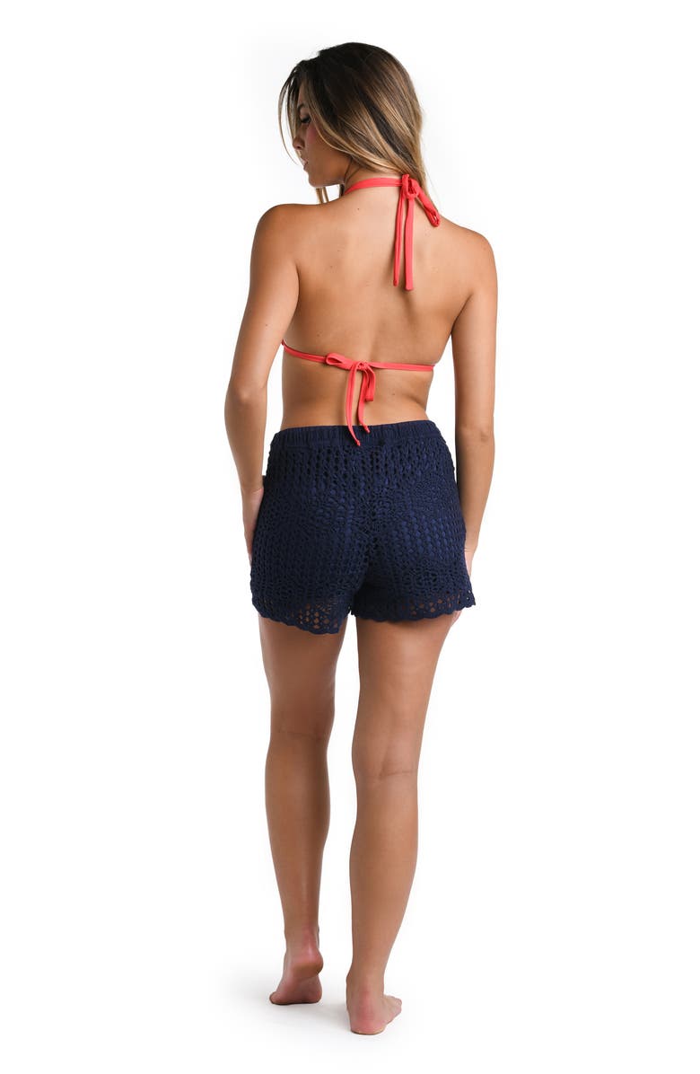 La Blanca Waverly Cotton Cover-Up Shorts, Alternate, color, Indigo