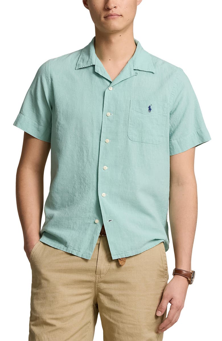 Polo Ralph Lauren Linen & Cotton Camp Shirt, Main, color,