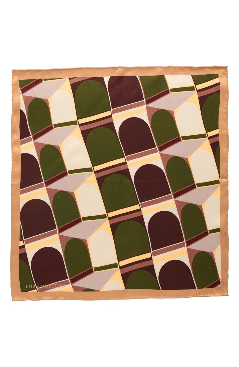 Lost Pattern Modular Silk Pocket Square, Alternate, color, Green