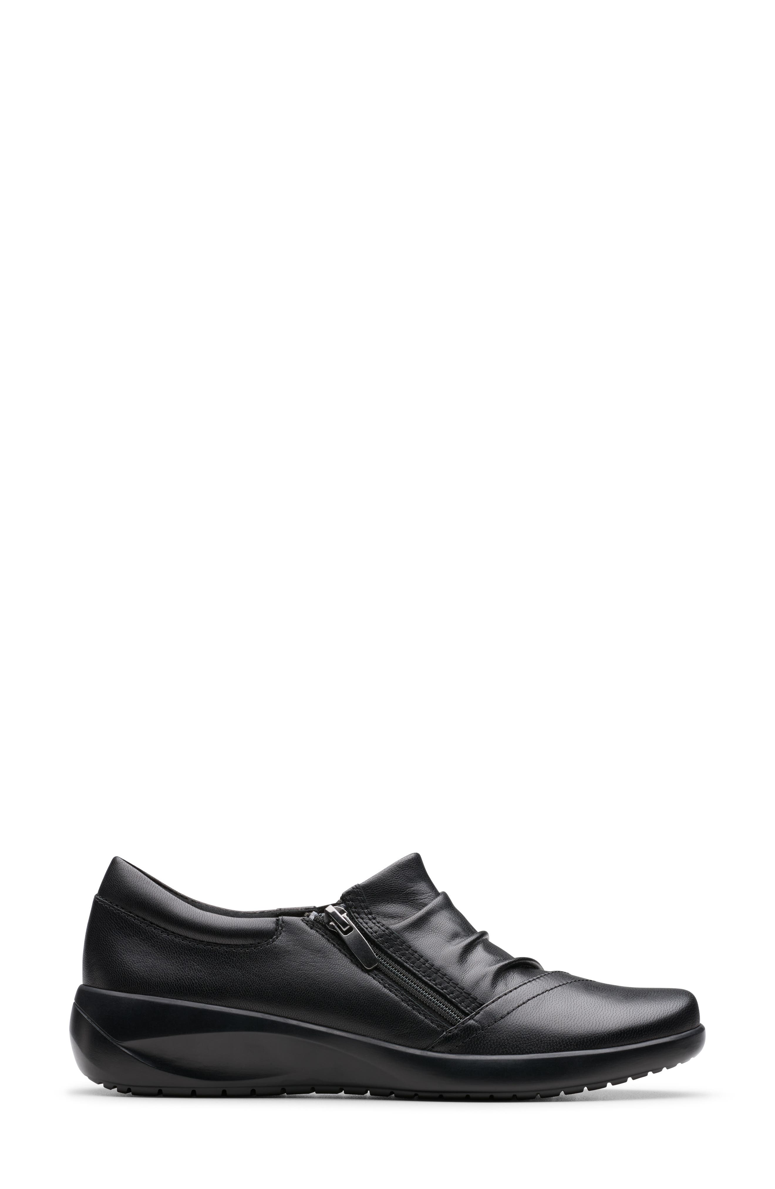Clarks<sup>®</sup> Kaetlyn Mila Side Zip Loafer, Alternate, color, Black Leather