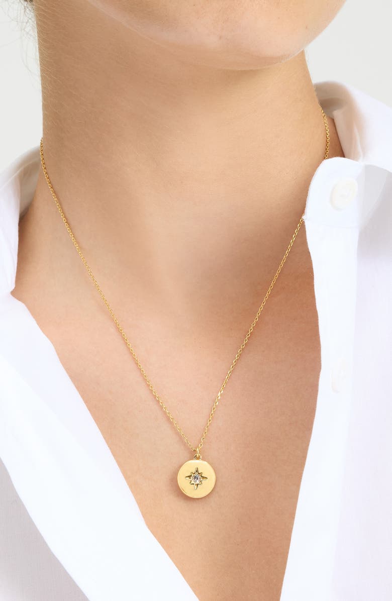 Kate Spade New York clear honesty medallion necklace, Alternate, color, Clear.