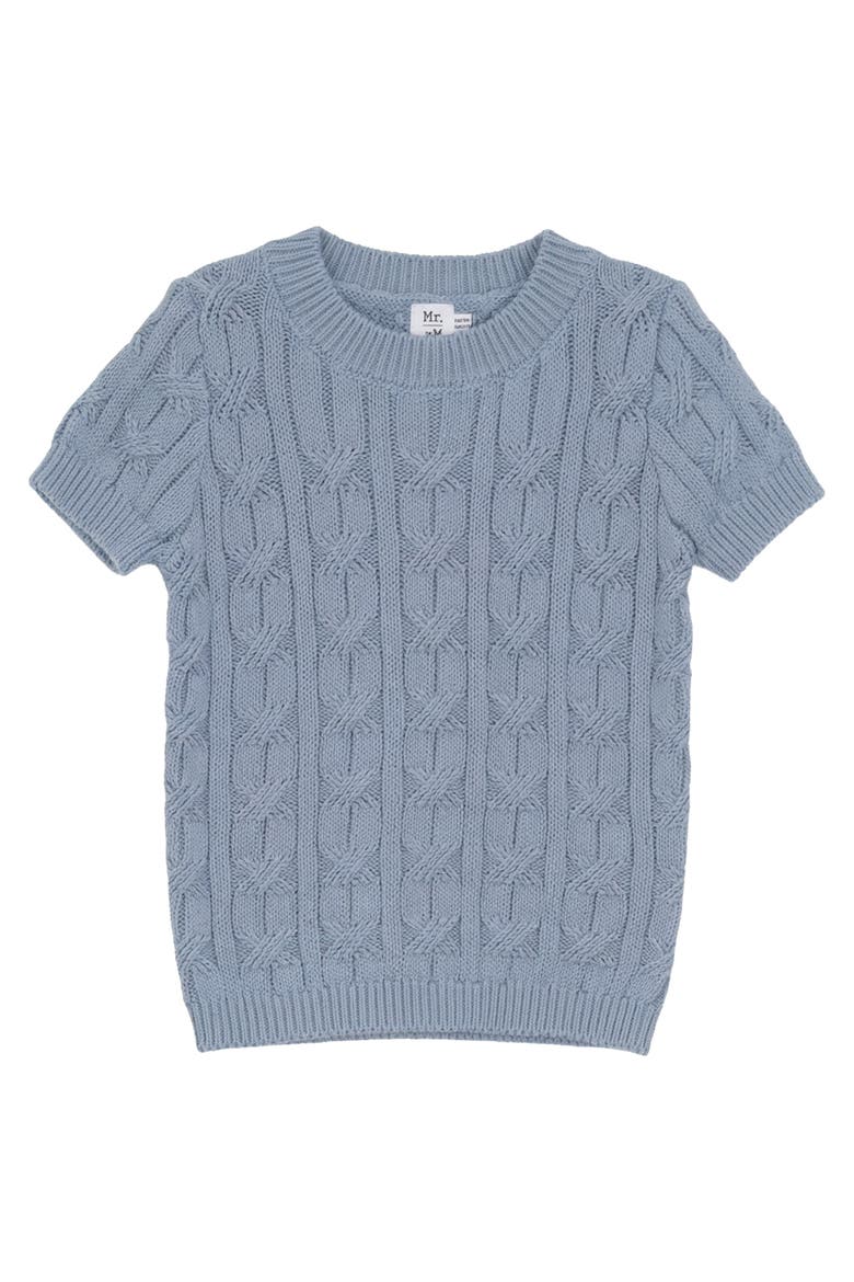 Soft Cotton Mixed Cable Knit Sweater, Main, color, Blue Grey