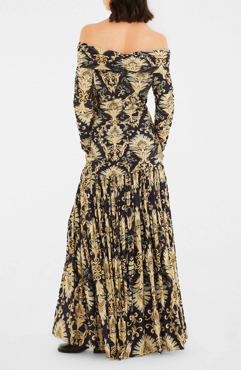 FARM Rio Wonderful Arabbesque Off the Shoulder Long Sleeve Maxi Cocktail Dress, Alternate, color, Wonderful Arabesque