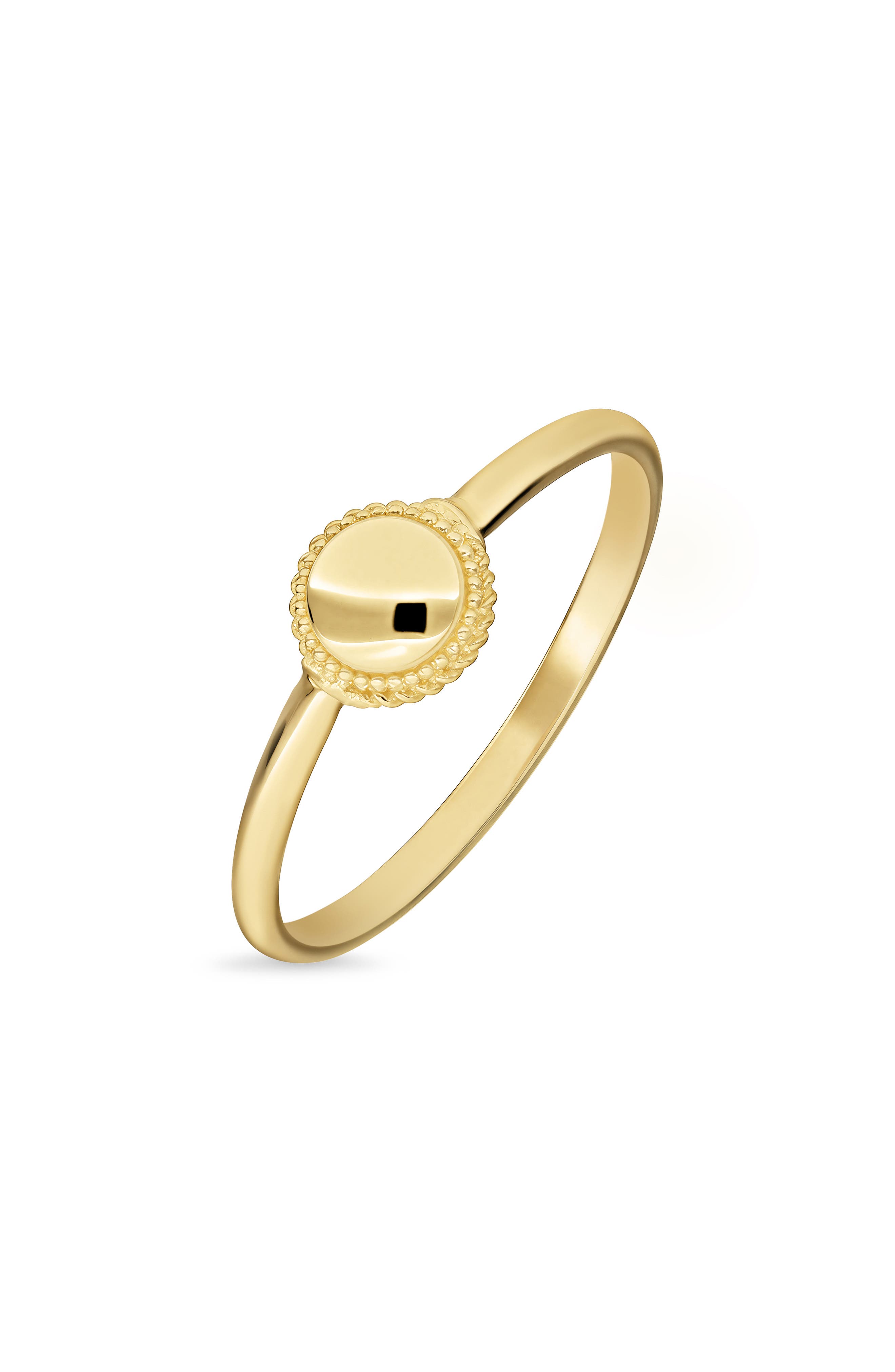 14k Gold Medallion Stackable Ring