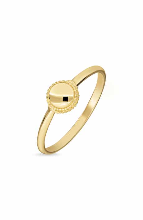 14k Gold Medallion Stackable Ring