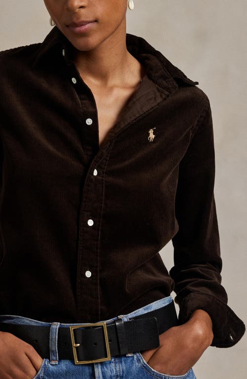 Polo Ralph Lauren Stretch Cotton Corduroy Button-up Shirt In Brown