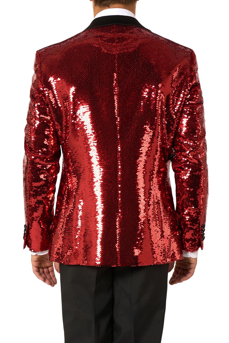 Radiant Red Sequin Embellished Dinner Jacket, Alternate, color, RED