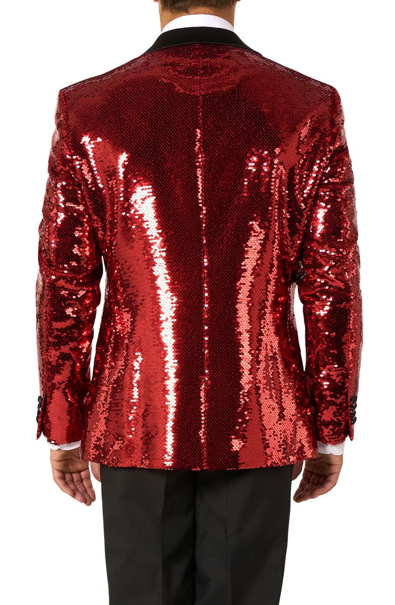 OppoSuits Radiant Red Sequin Embellished Dinner Jacket, Alternate, color, Red