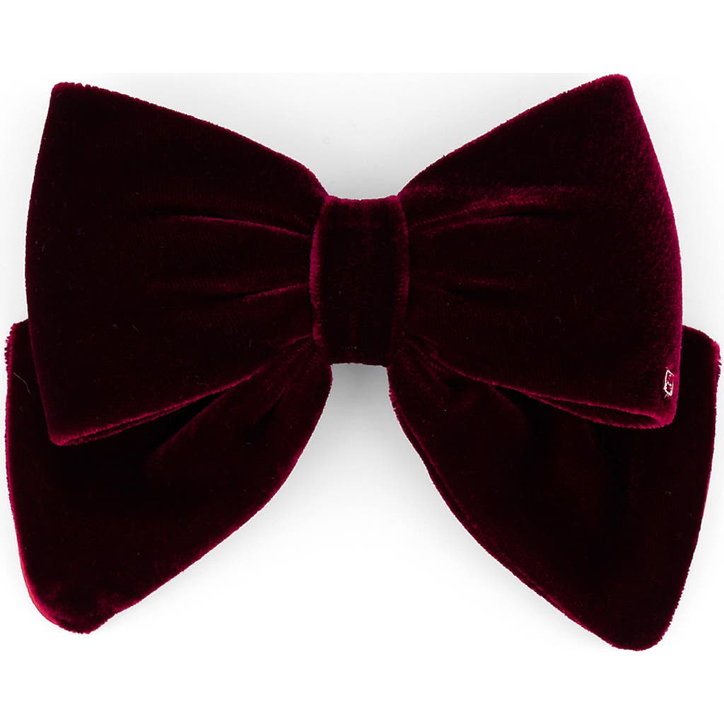 Alexandre De Paris Velvet Bow Barrette In Burgundy