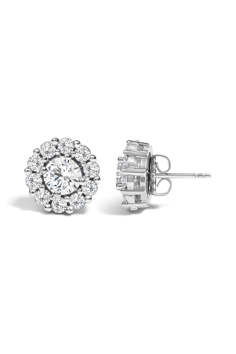 10K White Gold 3.0 Cttw Lab Grown Diamond Halo Stud Earrings, Alternate, color, White Gold