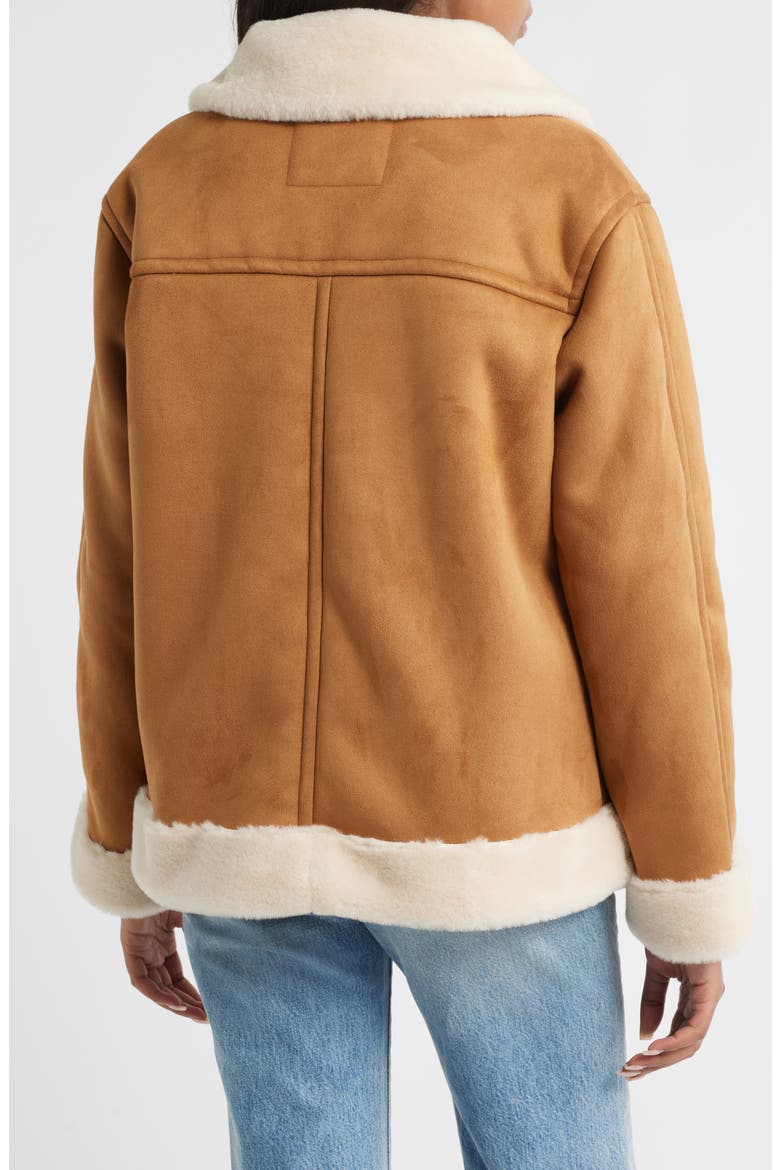 Faux Shearling Coat, Alternate, color, COGNAC/ IVORY