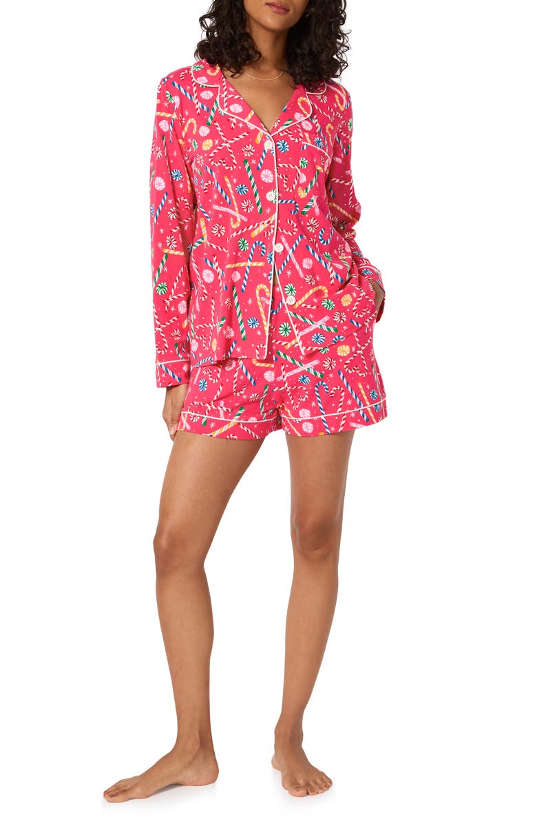 BedHead Pajamas Print Stretch Organic Cotton Short Pajamas, Main, color, Peppermint Twist