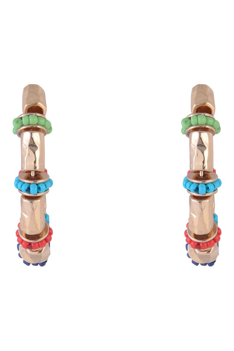 Beaded Hoop Earrings, Alternate, color, GOLD MULTI