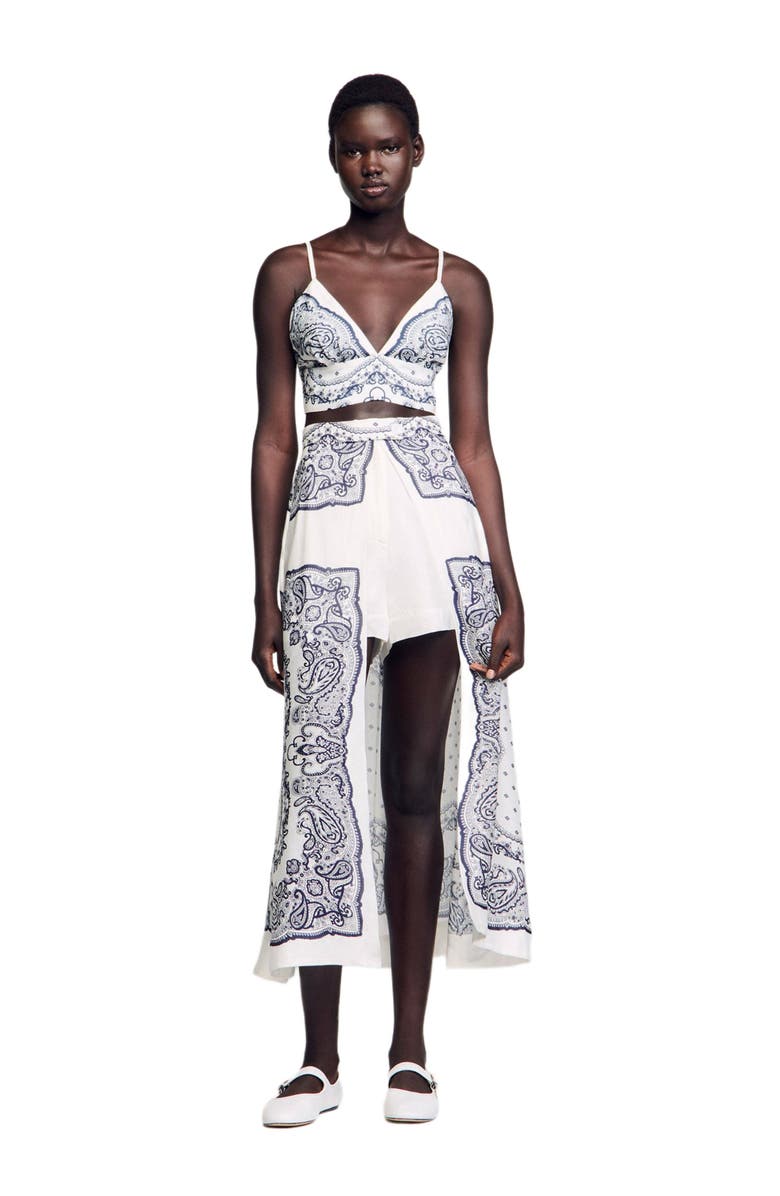 SANDRO Bandana-motif skirt shorts, Alternate, color, 