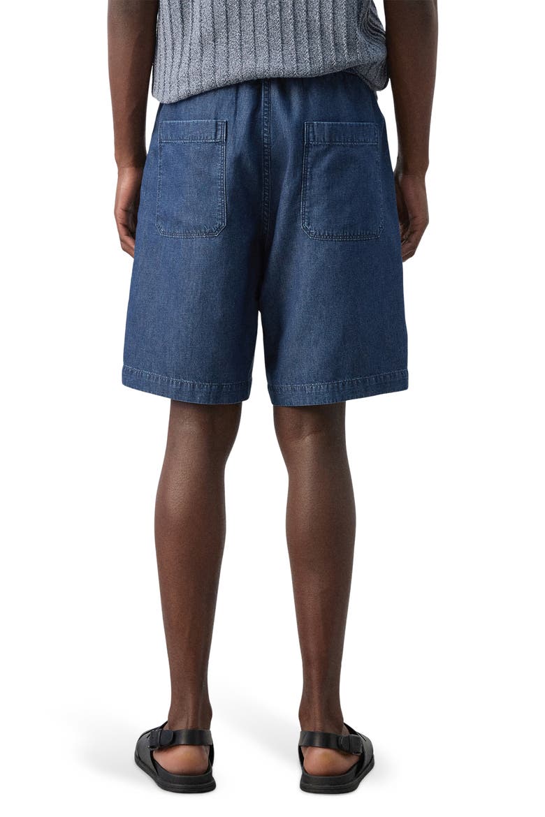 Cotton Blend Drawstring Bermuda Shorts, Alternate, color, DARK BLUE
