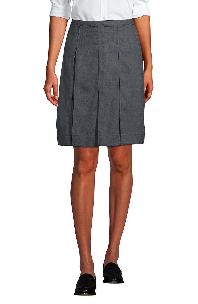 Lands
 End School Uniform  Solid Box Pleat Skirt Above Knee, Main, color, Haze Gray