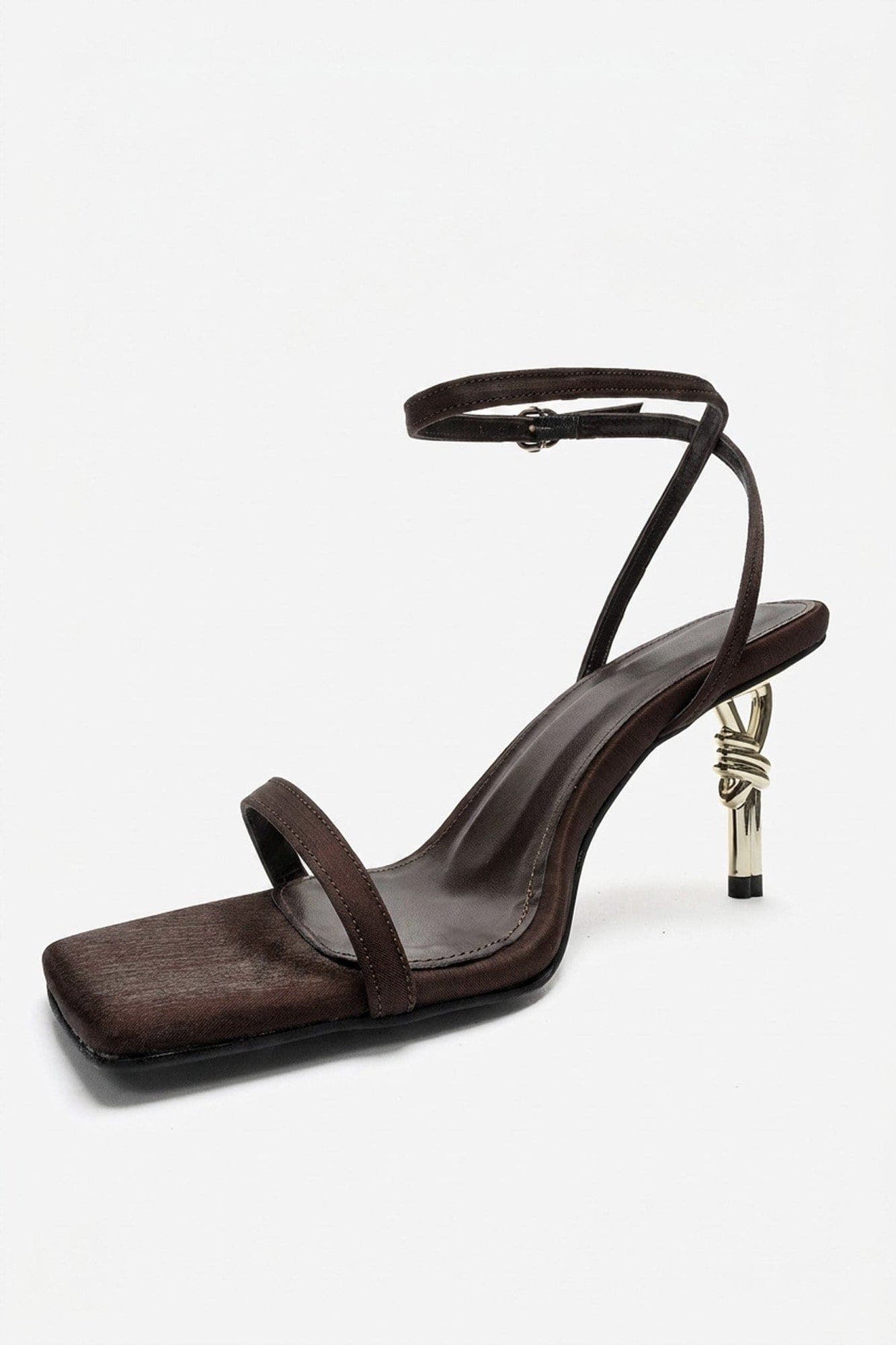 Sone Stiletto Ankle Strap Sandal, Alternate, color, Brown Satin