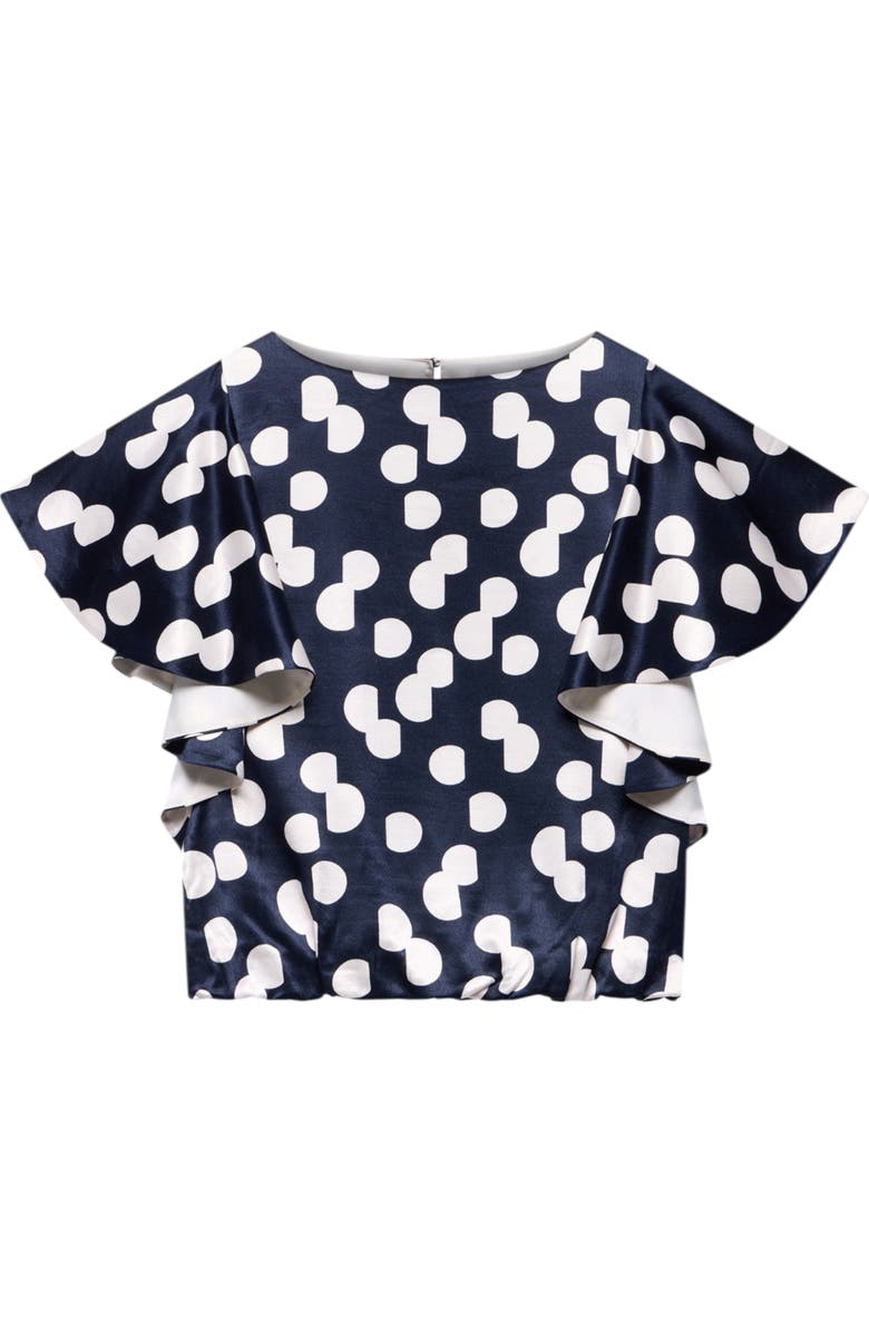 MINT VELVET Spot Draped Top, Alternate, color, Navy