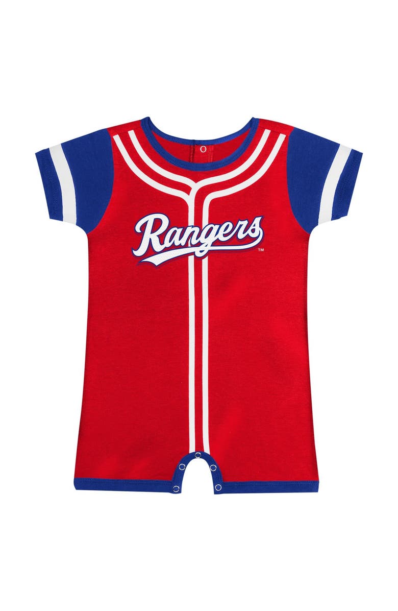 Outerstuff Newborn & Infant Fanatics Branded Red Texas Rangers Fast Pitch Romper, Alternate, color, 