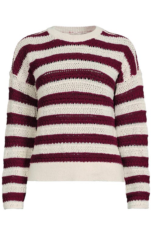 Lands' End Cotton Blend Pointelle Crew Neck Sweater In Pink