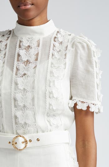herlipto butterfly silk touch lace top