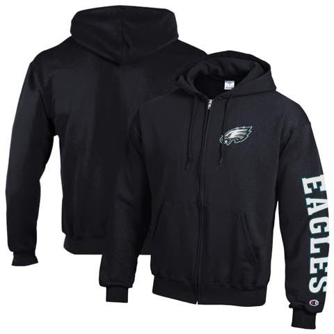Men's Champion  Black Philadelphia Eagles Powerblend Fleece Full-Zip Hoodie