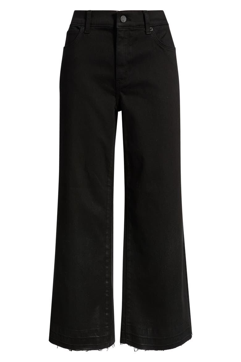 Rafaella Raw Hem Wide Leg Jeans, Main, color, BLACK