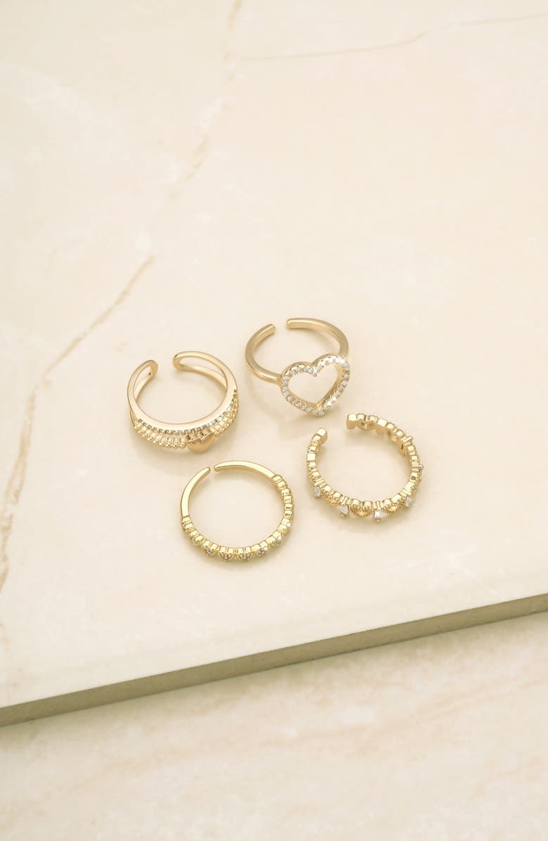 Ettika Set of 4 Heart Rings, Alternate, color,