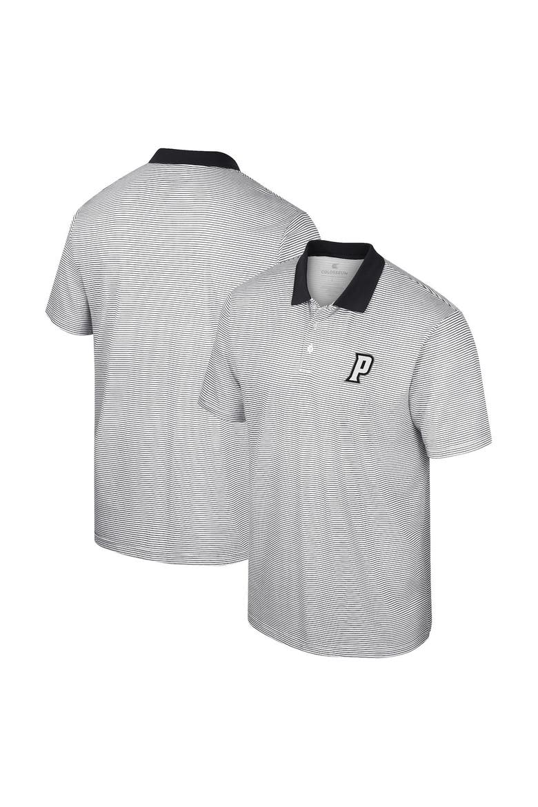 Men's Colosseum White/Black Providence Friars Print Stripe Polo, Main, color, White
